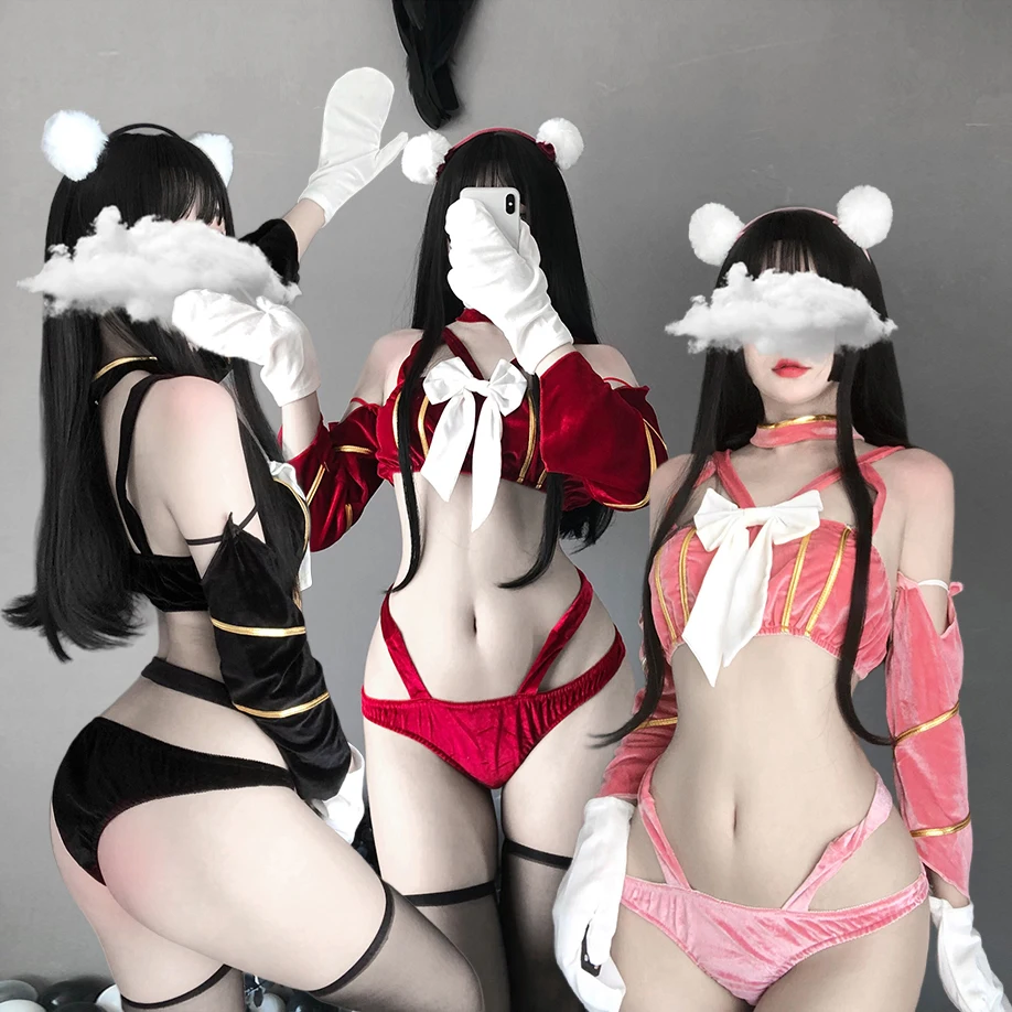 

Sexy Lingerie Cosplay Costume Cat Girl Katze Uniform JK Girls Wear Bra Panty Suit Set Nigh Club Holloween Performance Wear Women