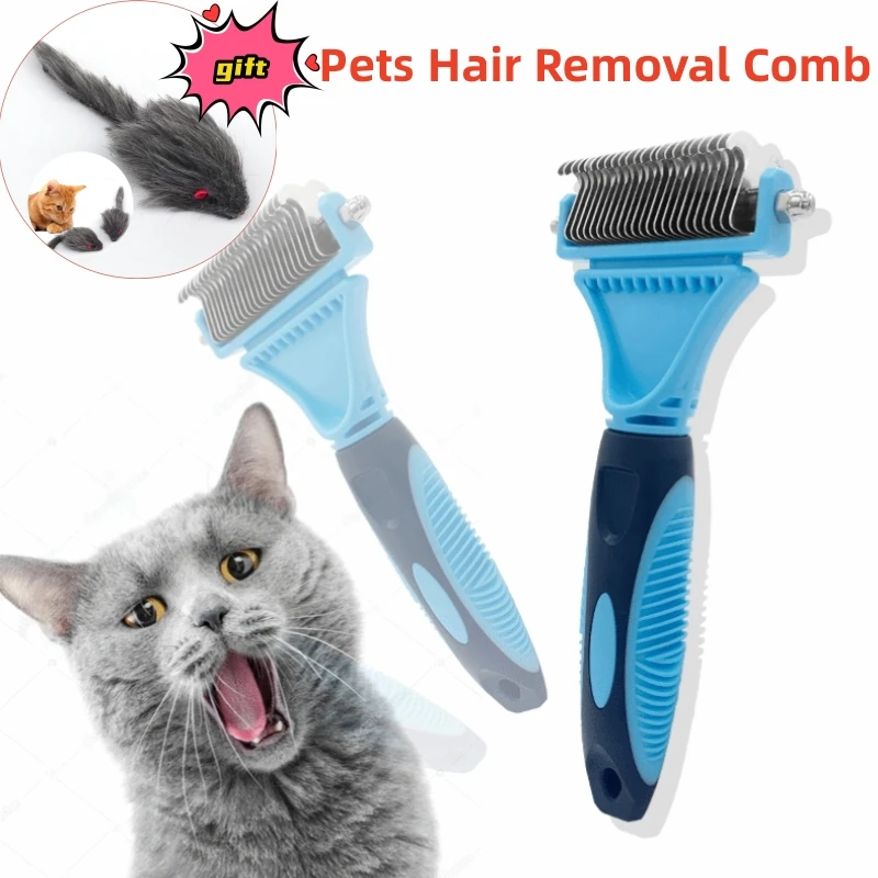 

Pets Hair Removal Comb Stainless Steel Two-Sided Shedding And Dematting Undercoat Rake Comb For Dog Cat Remove Knots Tangles