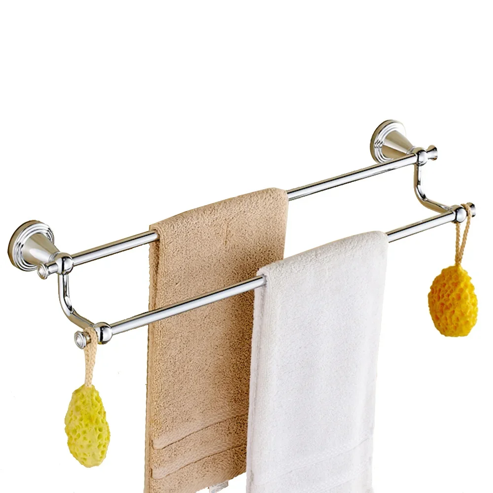 

Polish Brass Towel Racks Antique Gold Towel Bars 2 Layers Gold Finished Wall Mounted Bathroom Accessories Set