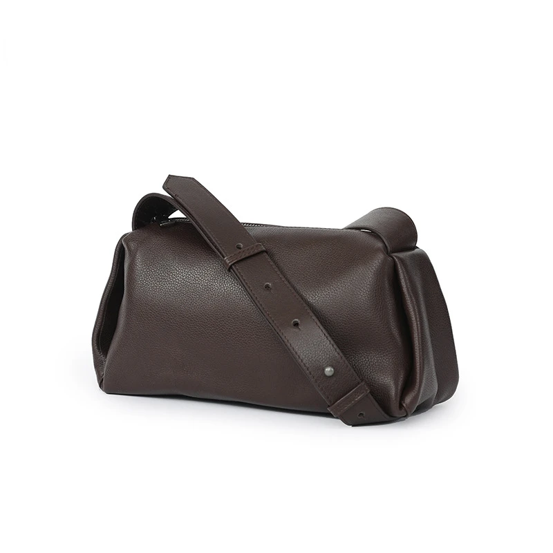 New Simple Shoulder Handbag Women's Genuine Leather Crossbody Bag Real Cowhide Ladies Bag Versatile Casual Small Bag Pillow Bag