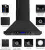 Wall Mount Hood 900 CFM Kitchen Hood Vent 4 Speeds Touch Control LCD Display With Remote /3 Pcs Baffle Filters / 2 Pcs 3W L 5