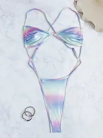 Sexy Gillter Gradiente Rainbow Backless Bikinis One Piece Swimsuit Bikini Bodysuits Swimwear Biquini Conjunto De Bikini Tankini