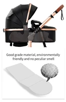 Poussette de luxe 3-en-1 en cuir PU imperméable pour nouveau-né avec siège auto, poussette portable, landau de voyage pliable 7