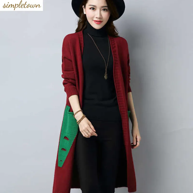 

Large Sweater Jacket Mid Length Autumn/winter New Korean Version Autumn Women's Knitted Cardigan Long Sweater