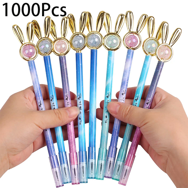 

1000Pcs Cute Bunny Pens Rabbit Pens Pearl Gel Pen Starry Sky Pens 0.5mm Black Ink Pen For School Party Christmas Office