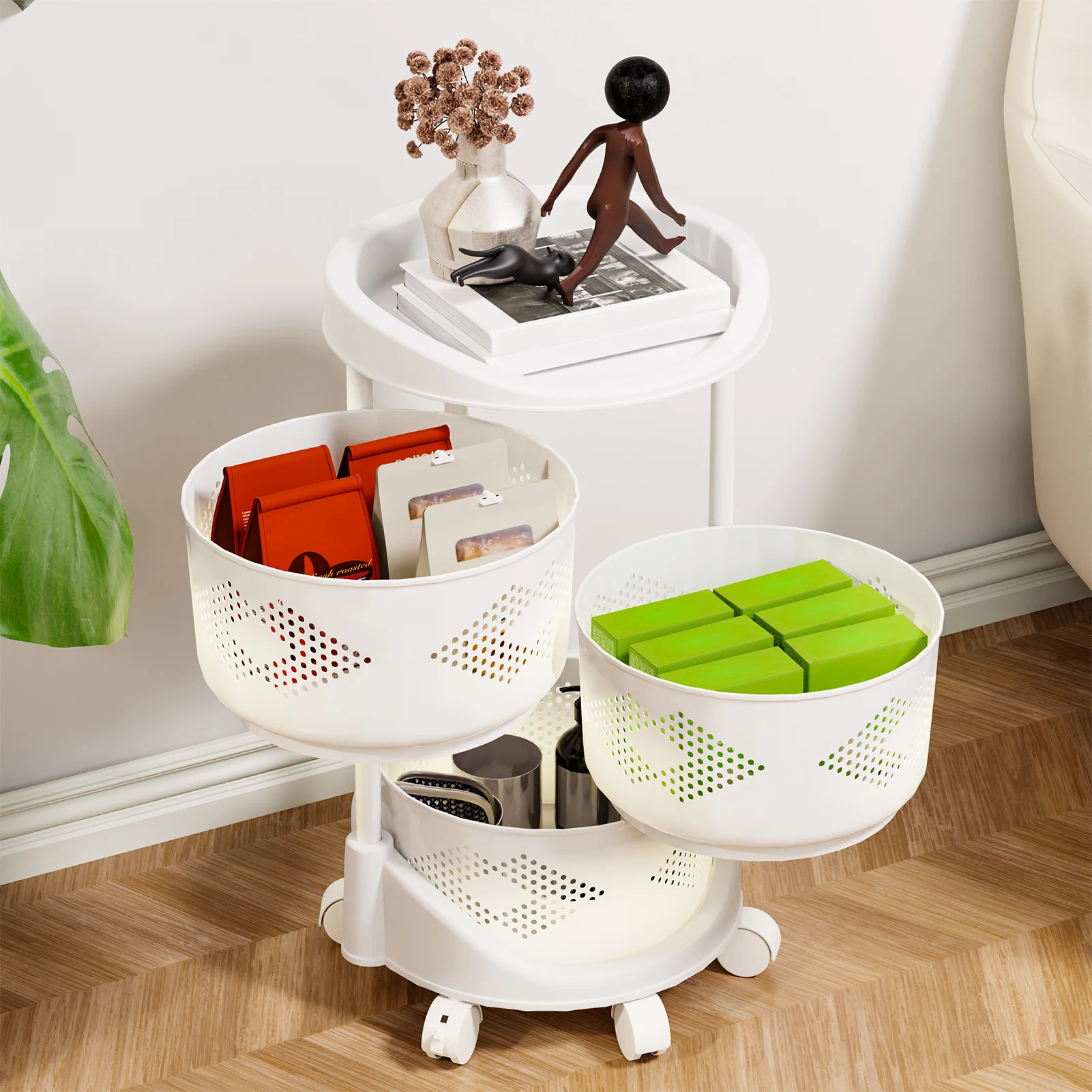Rotating Trolley Vegetable Kitchen Storage Rack Kitchen Fruit Corner Narrow Slit Storage Cabinet Living Room Home Organizer Gift