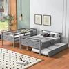 Solid Wood Double Bed Frame with Guardrail and Ladder 4