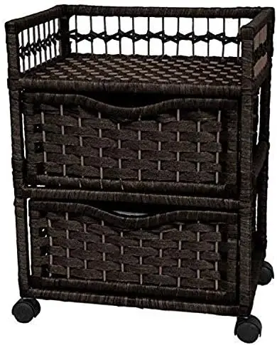 

Furniture 23" Natural Fiber Chest of Drawers on Wheels - Black