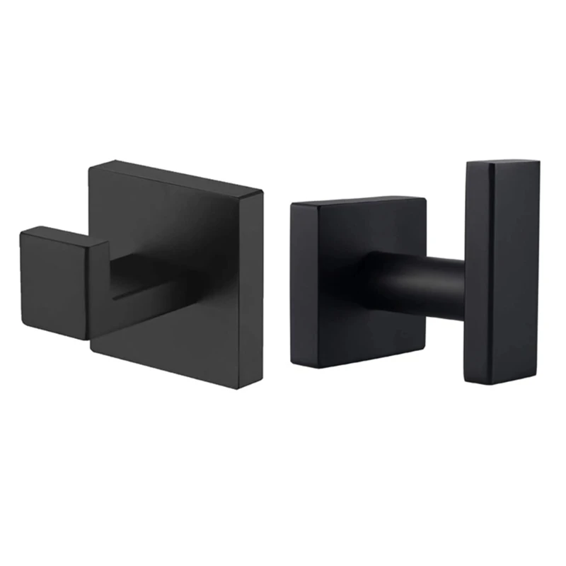 

C7AD Durable Bathroom Hook Handy Hook Practical Black Self-Adhesive Wall Hooks for Hangings Towel Hat Coat