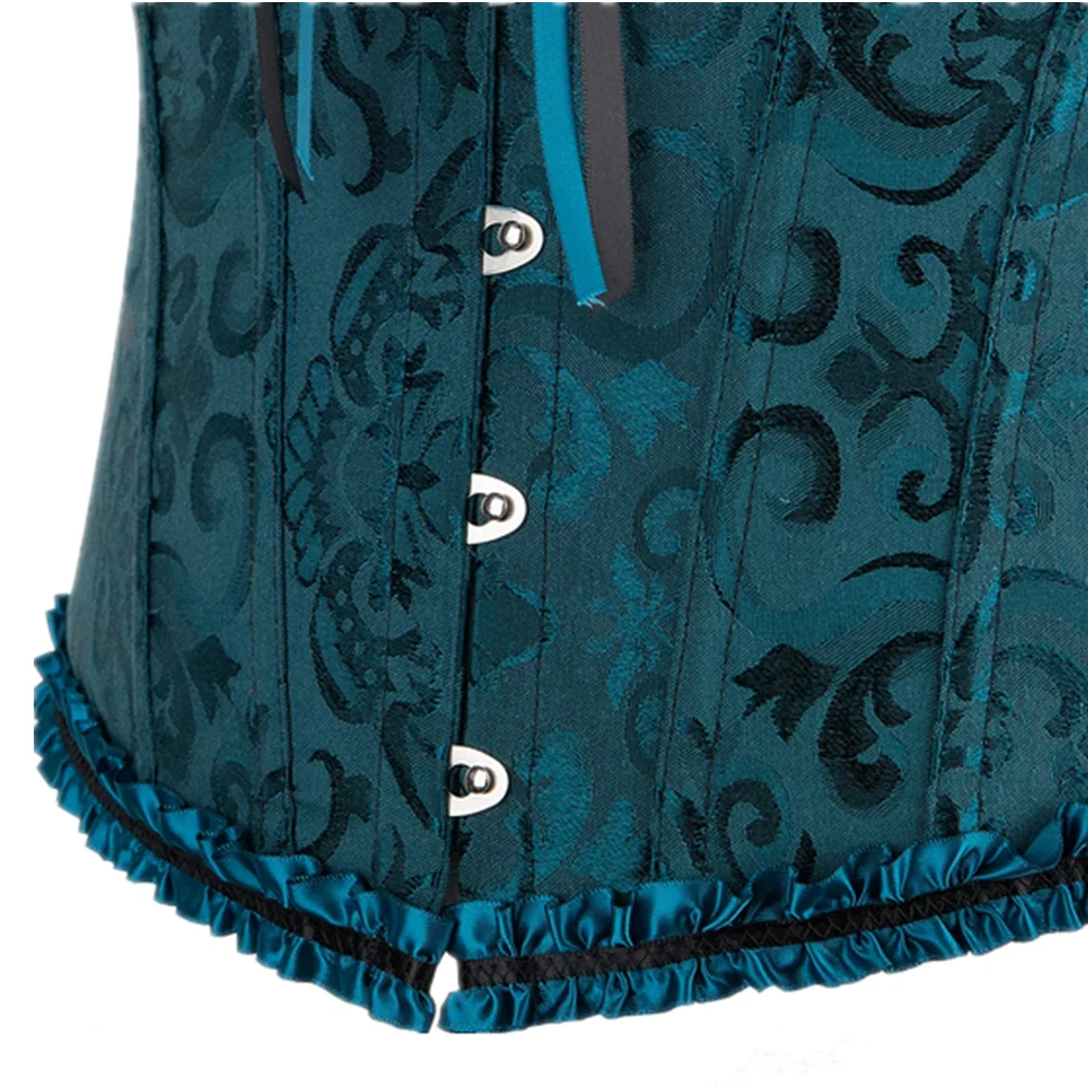 Sexy Bustiers And Corsets Floral Lace Tops Women Vintage Corset Gothic Overbust Satin Jacquard Lingerie Corselet