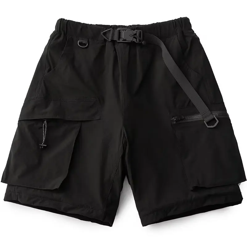 Summer Multi-Pocket Quick Dry Shorts Men Ice Silk Breathable Cargo Pants Outdoor Camping Hiking Shorts Male Casual Sports Pants