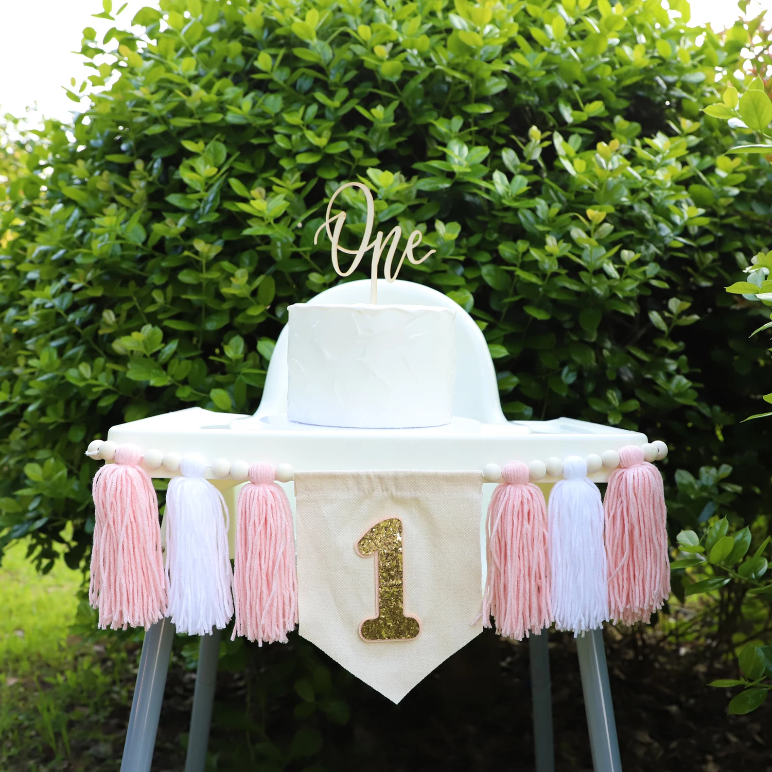 1pc 1st Birthday High Chair Banner Handmade Boho Yarn Tassel Banner First Birthday Party Decoration Supplies for Girls and Boys