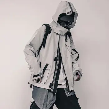남성용 기능성 레트로 후드 오버올 재킷, 루즈 오버사이즈 커플 카고 재킷, 일본 윈드브레이커 테크웨어, 봄 가을