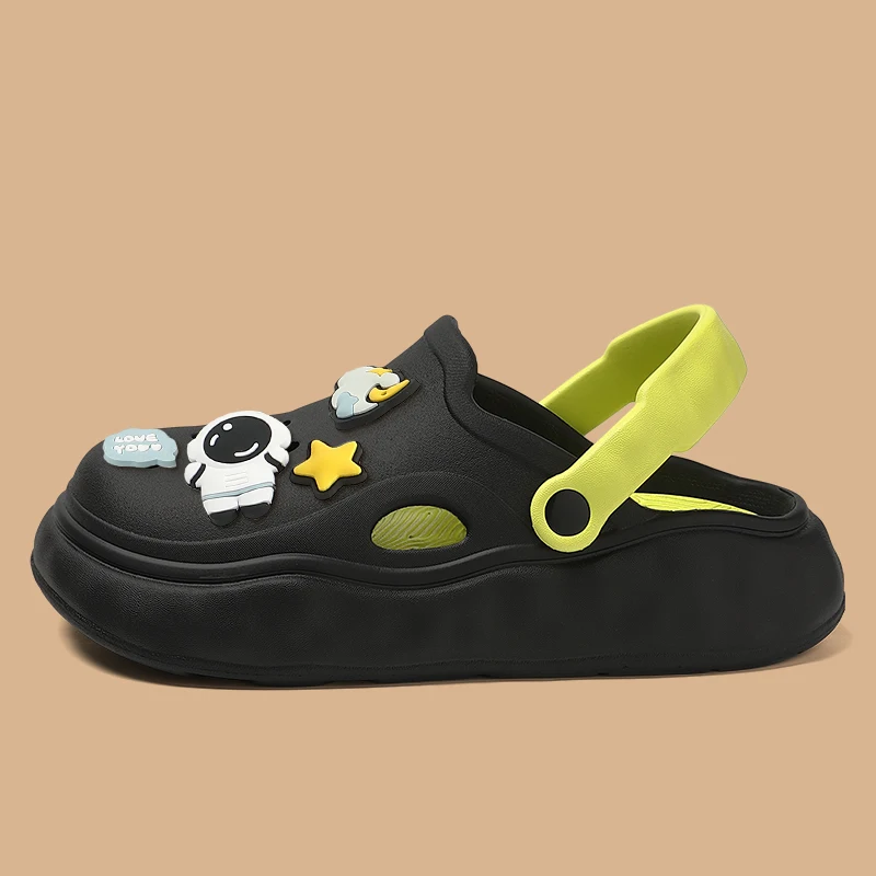 QYCKABY New Men's Platform Hole Slippers Outdoor Clogs 4cm Thick Sandals Male EVA Non-slip Flip Flops Home Slides Garden Shoes