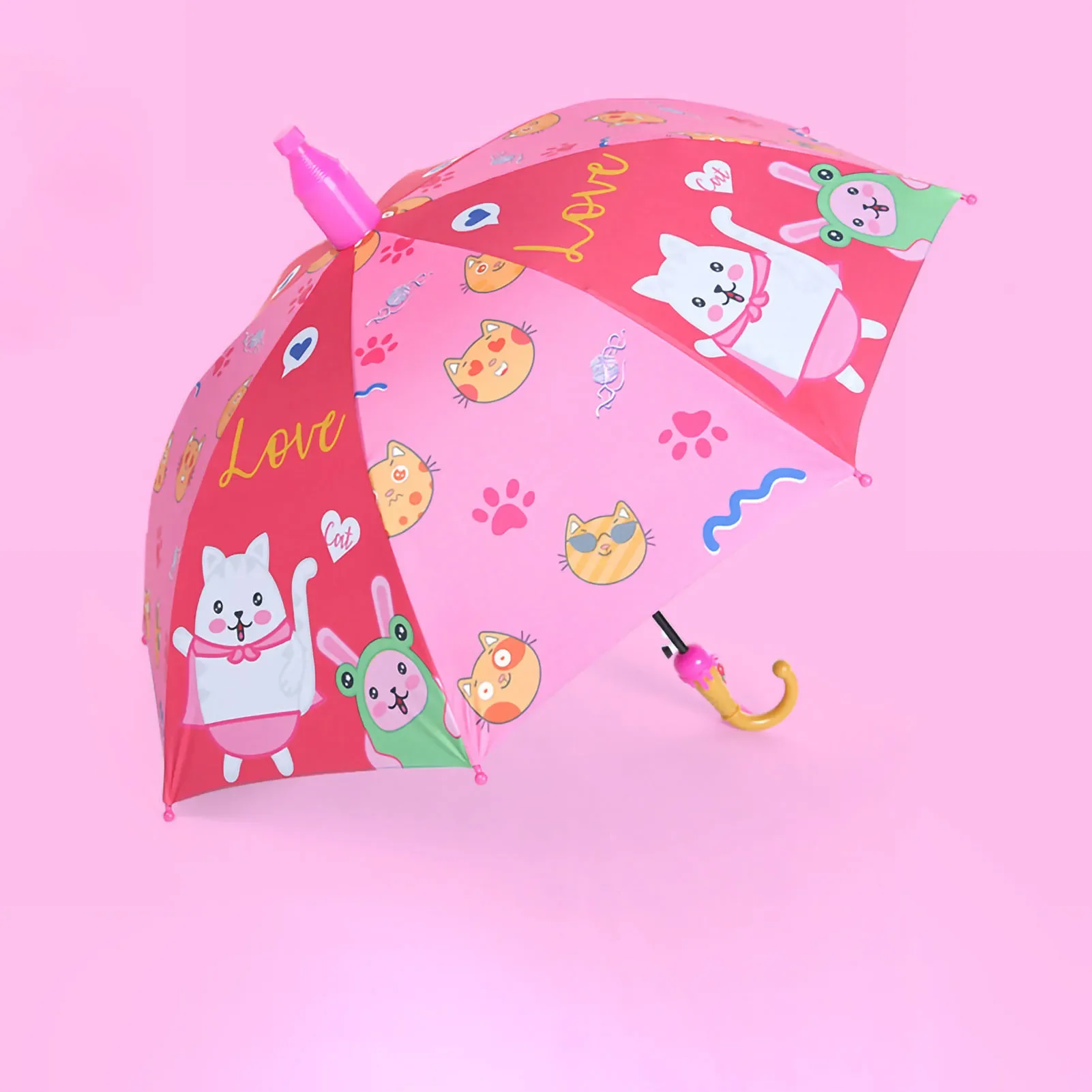 Cartoon Long Handle Umbrella Fully Automatic Cute Patterns Dual Use Children Umbrella For Kids Kindergarten