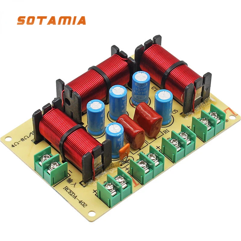 

SOTAMIA 2Pcs 4 Way Speaker Frequency Divider 120W Dual Bass + Tweeter + Alto Audio Crossover Filter For Bookshelf Speaker