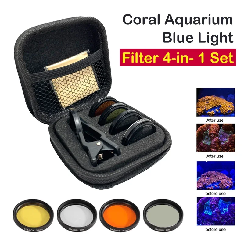 Aquarium Accessories Aquarium Fish Tank Phone Camera Lens Filter 4 in 1