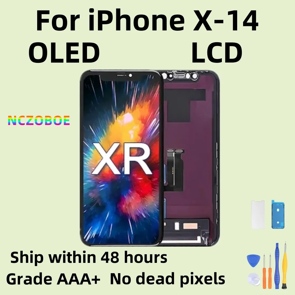 Nczoboe Aaa + Per Iphone X Xr Xs Max Lcd 12 13 Pro Touch Screen Digitzer Per 11 Pro Max 12 Pro Max Display 12 13 Mini 14 Lcd