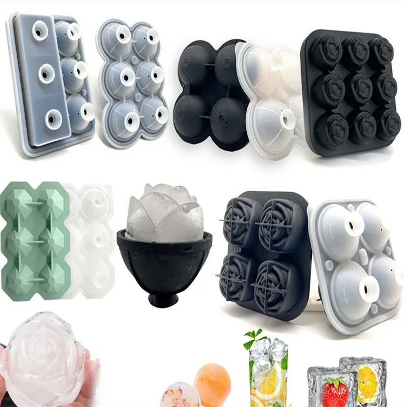 

Creative Rose Silicone Ice Cube Tray Mold Comes With Funnel 4 Even Ice Ball Ice Maker Diy Mold 3d For Kitchen Whiskey Cocktail