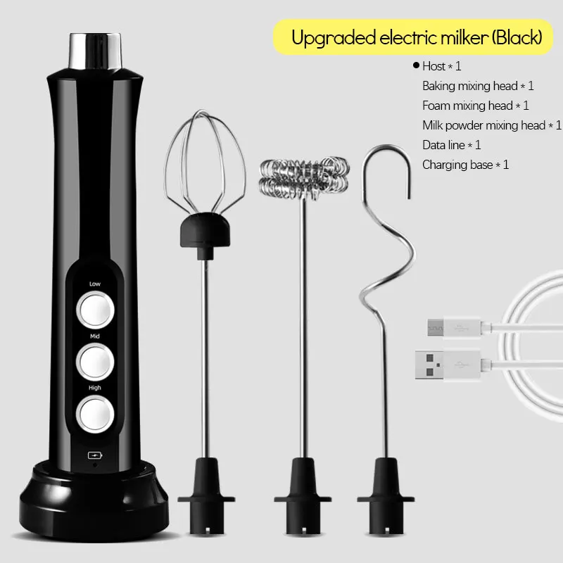 1set Plastic Milk Frother, Modern 3-gear Replaceable Adjustable Electric Drink  Mixer For Home