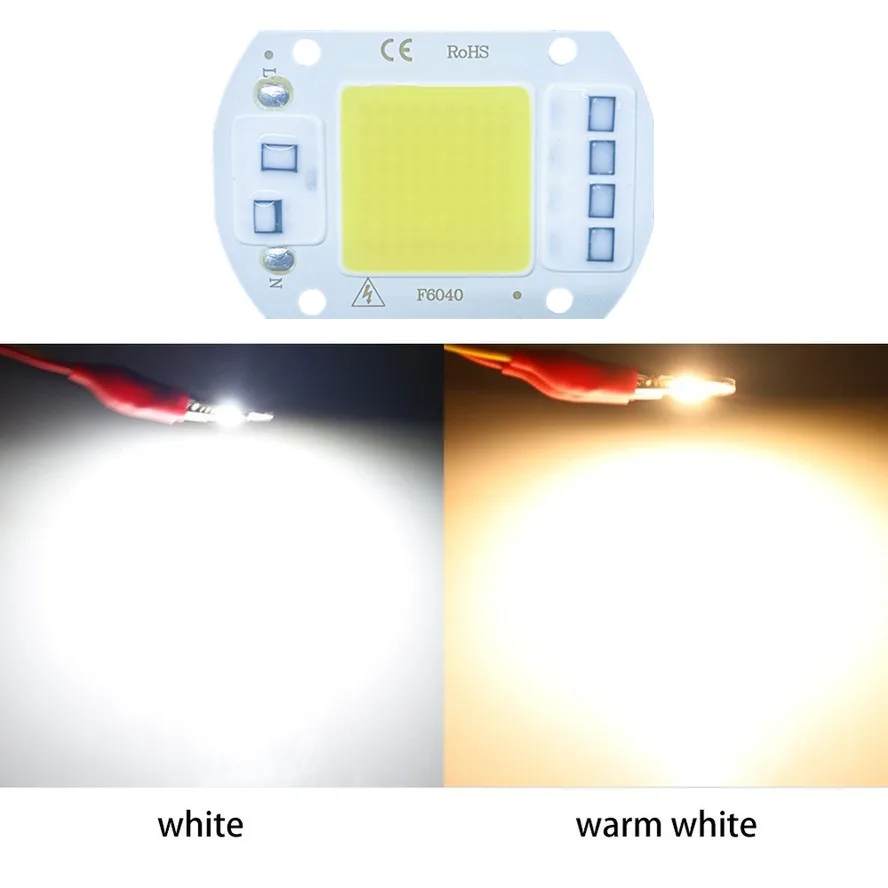 LED 칩 20W 30W 50W AC 220V 스마트 COB 램프 비즈, 드라이버 없는 LED 램프, DIY Lampada 야외 칩 조명 투광 조명, 6 개/로트