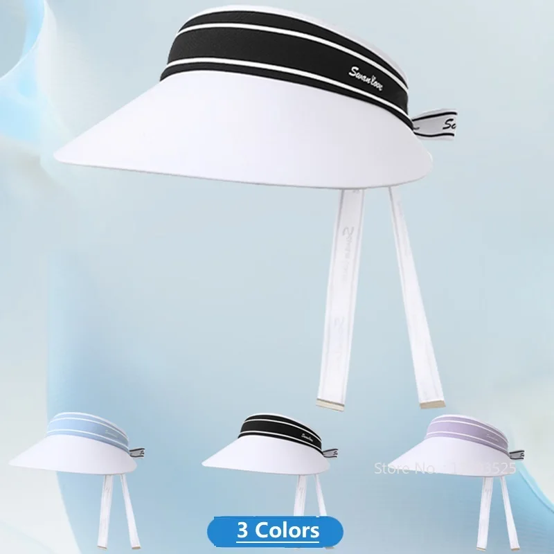 G-Life Ladies Anti-Uv Roofless Golf Caps Women Sunscreen Patchwork Hats Girl Bow Adjustable Visor Letter Printing Baseball Cap