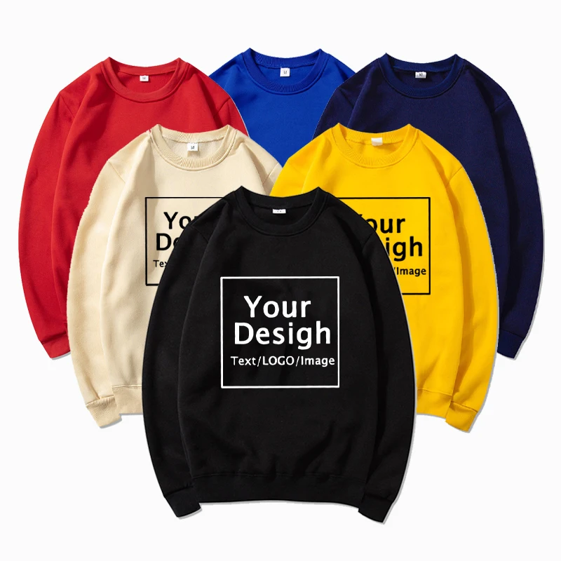 Custom Logo Crewneck Sweatshirts Men Women Your Design Brand Printed Harajuku Fashion Casual Fleece DIY Gift Couple Pullovers