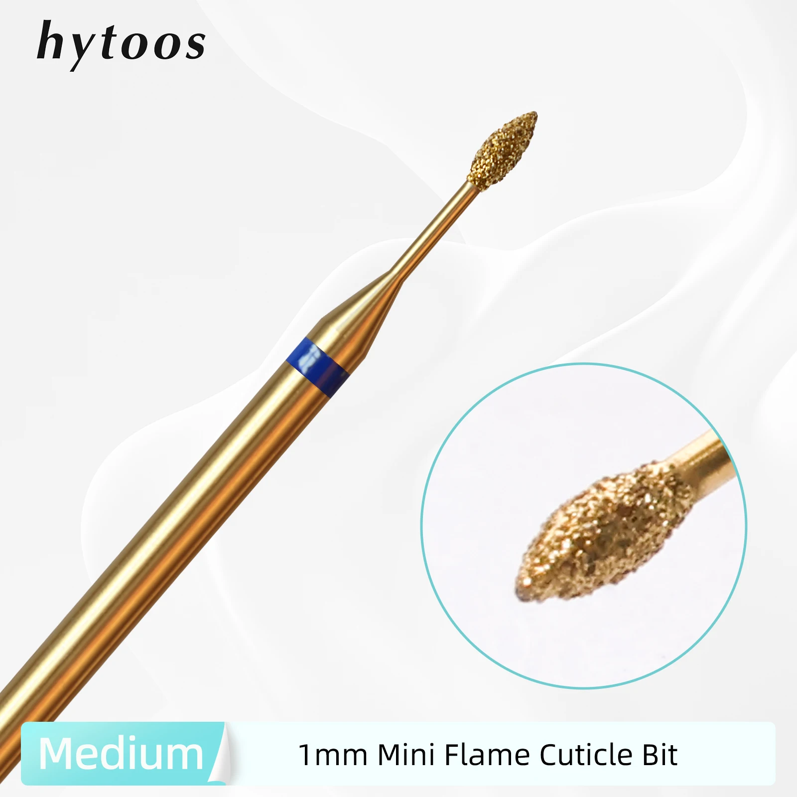 HYTOOS 1mm 미니 플레임 큐티클 클린 네일 드릴 비트, 티타늄 러시안 다이아몬드 네일 비트 네일 클리너 액세서리 (각질 제거용)