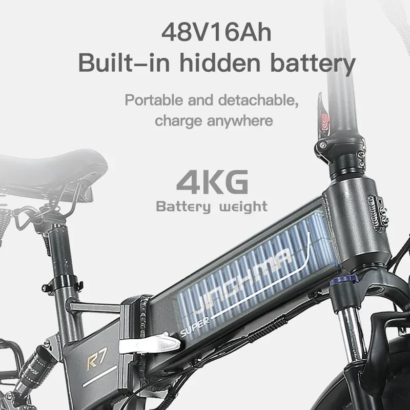 Electric Bike Electric Bicycle Ebike R7PRO Electric Bike 20 Inch Fat Tire Off-Road Electric Bike 800W 48V 17.5AH Mountain