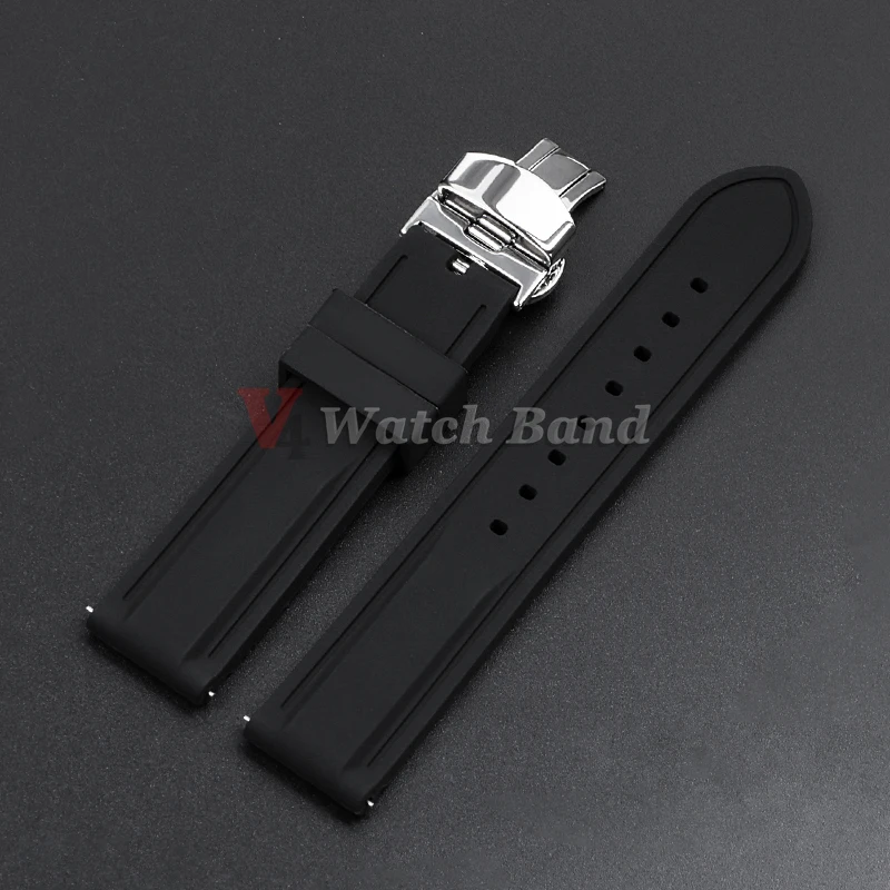 Sporty Waterproof Silicone Watch Band with Quick Release and Butterfly Buckle