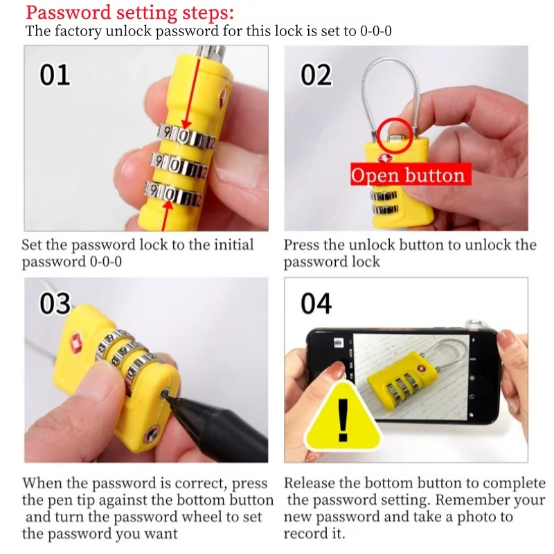 TSA Travel Luggage Mini Security Digit Combination Padlock 3 Digit Anti-Theft Password