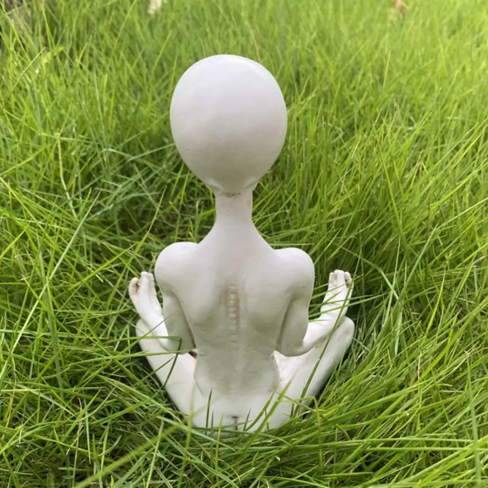6.5" Yoga Aliens Figurine Meditating Sitting Resin Statue Sculpture Home Office Desktop Garden Decoration Ornament Christmas