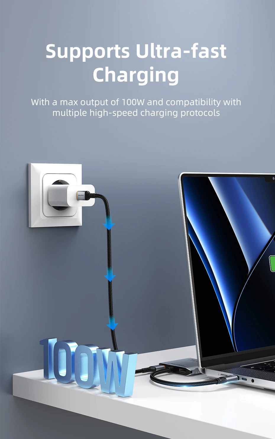 Cabletime-USB C para Dual HDMI Displayport, PD