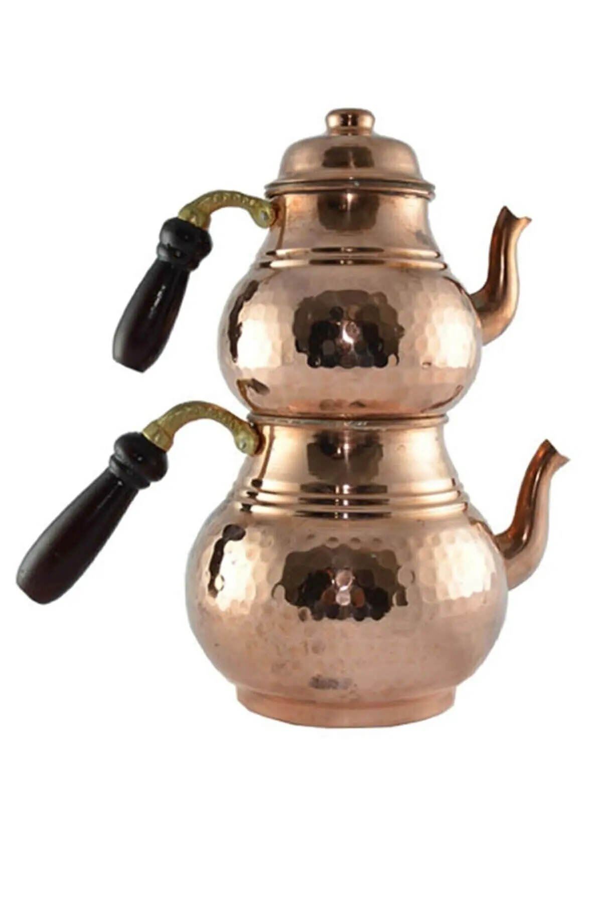 Copper Turkish Wooden Handle Teapot Handmade Kitchen Tea Set Traditional Wooden Tea