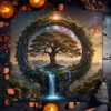 Tree of Life Tarot Card Tablecloth Polyester Starry Sky Lake View Altar Cloth Witchcraft Pagan Divination Witch Home Room Decor 5