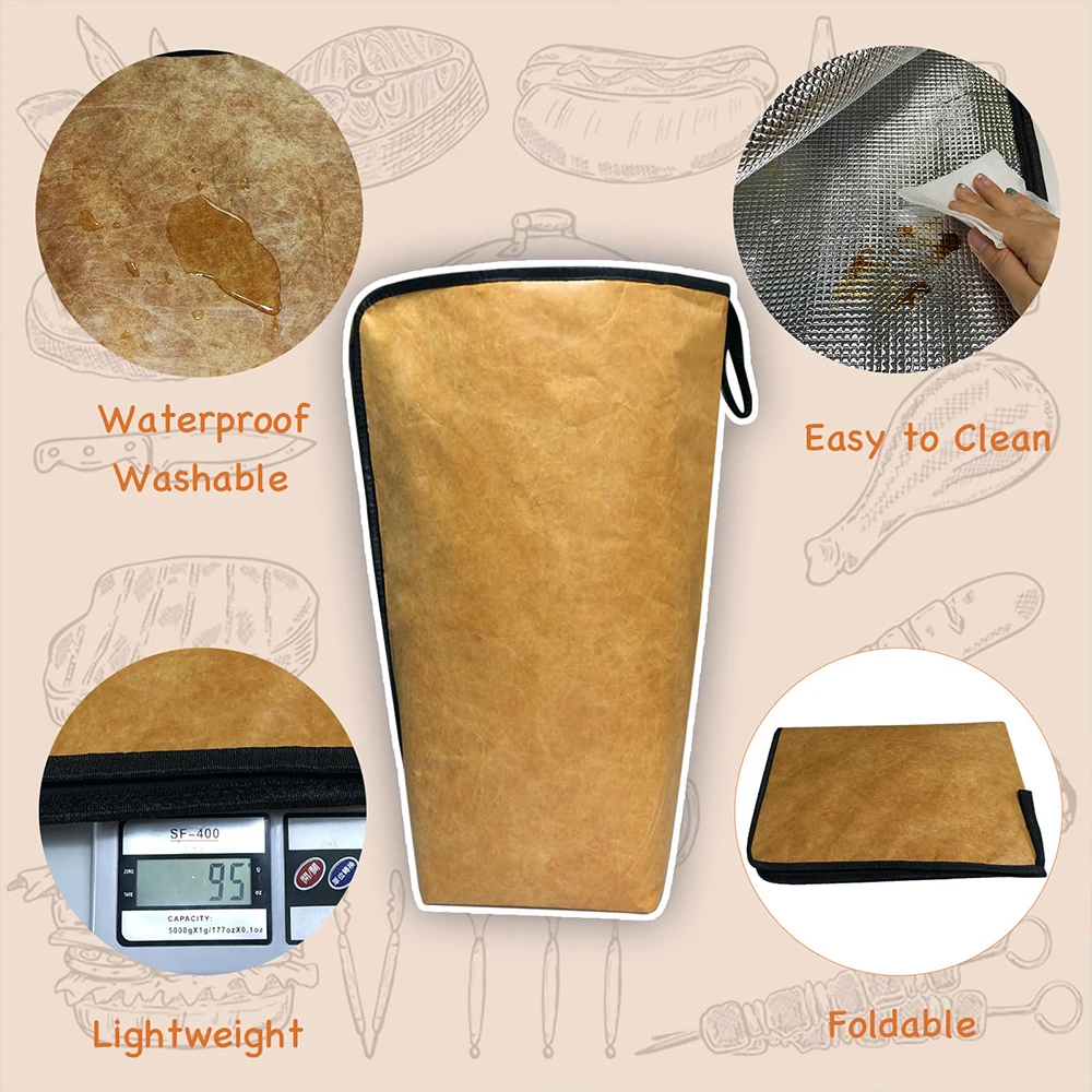 1pc BBQ Resting Bag Triple Layer Insulated Meat Resting Bag with Wide Zipper Opening Portable Reusable for Camping BBQ