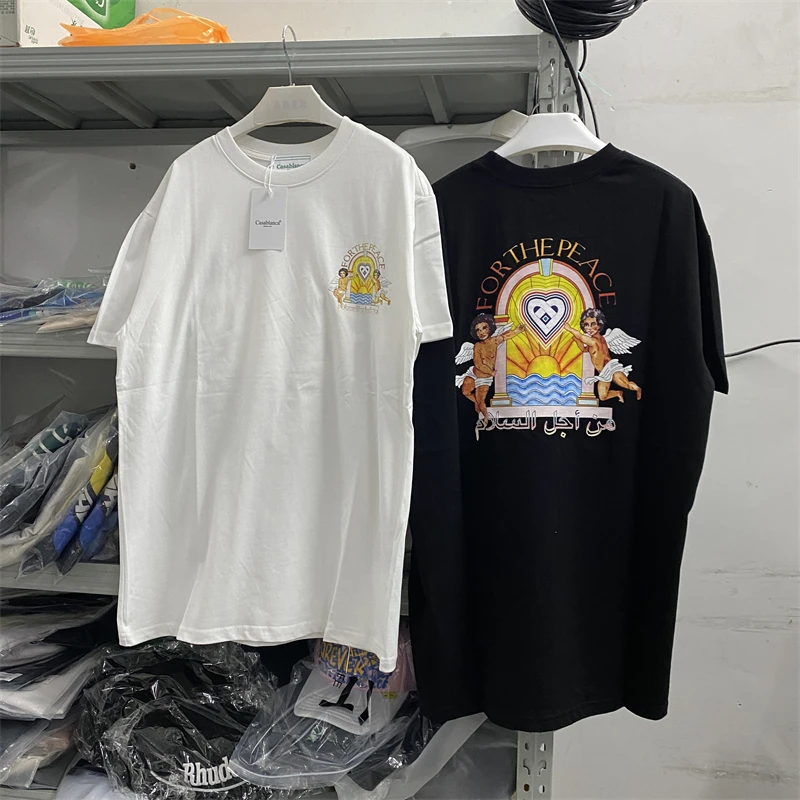 

New Style FOR THE PEACE Casablanca T-Shirts Men Women Top Tees Angel Print Short Sleeve T Shirt