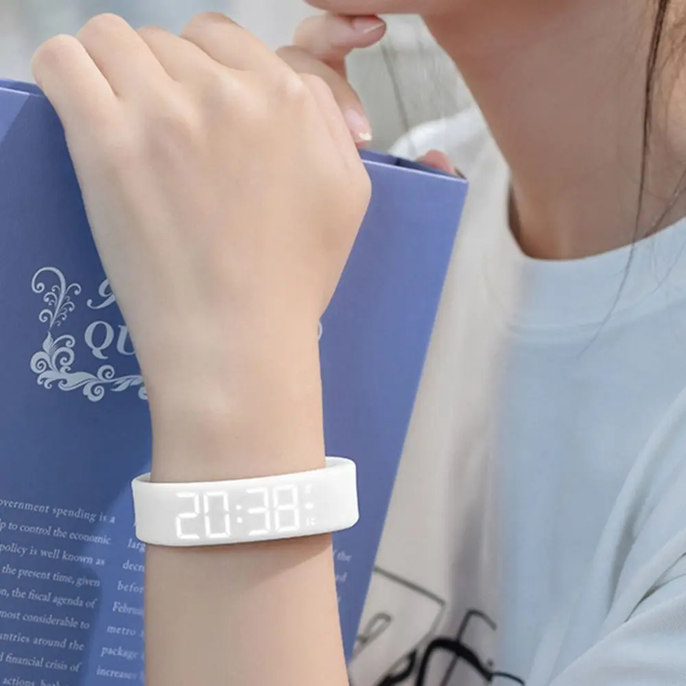 LED 디지털 알람 시계 방수 스누즈 방지 피트니스 손목밴드 조절 가능 러닝 만보계 알람 팔찌