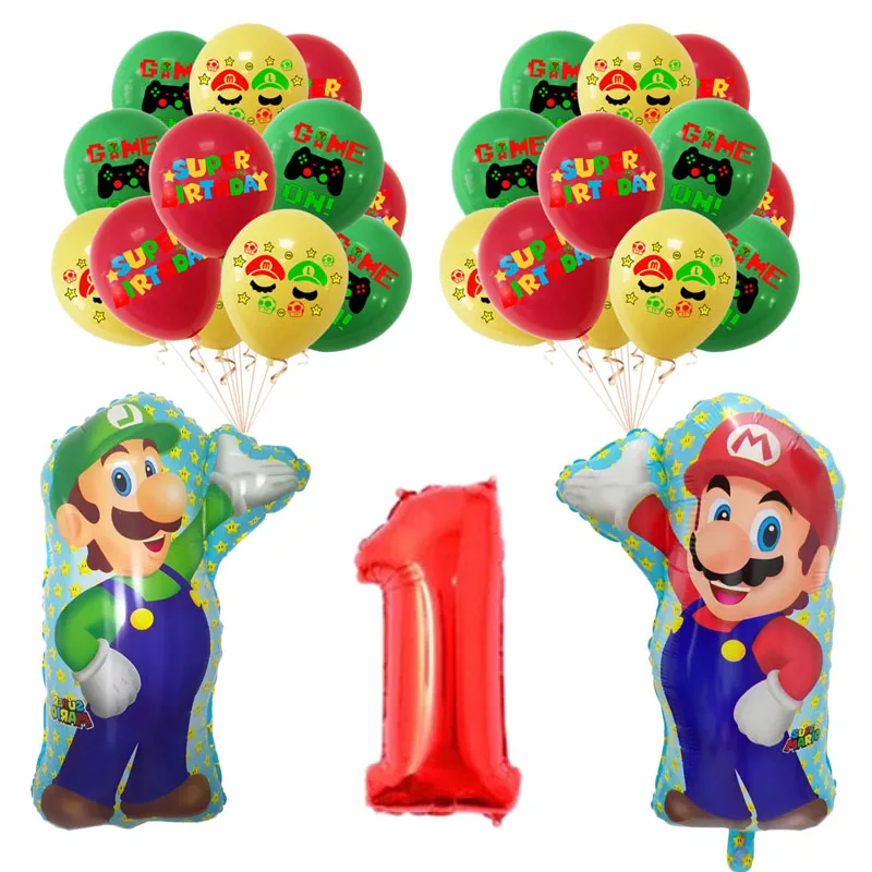 23Pcs Cartoon Super Mario Elio Palloncini Set Luigi Mario Latex Mixed Globos Bambini Festa Di Compleanno Decor Boy Girl Baby Shower