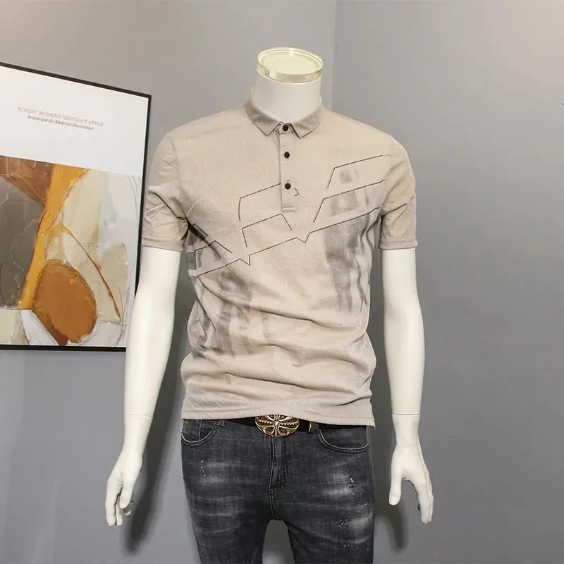 

Футболка-поло мужская в полоску, уличная одежда с принтом, быстросохнущая, с воротником, рубашка в стиле рок, Черная