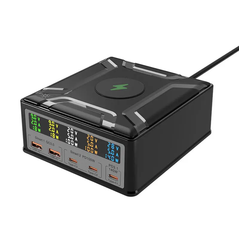 고품질 여행용 백팩, 학생 백팩, 비즈니스 노트북 가방, 남성 USB 충전 백팩, 스포츠 컴퓨터 백팩 8 260W USB C GaN 무선 충전기, PD3.1 QC3.0 고속 충전기, PPS 5 포트 고속 충전, 맥북 프로 아이폰 삼성 노트북용