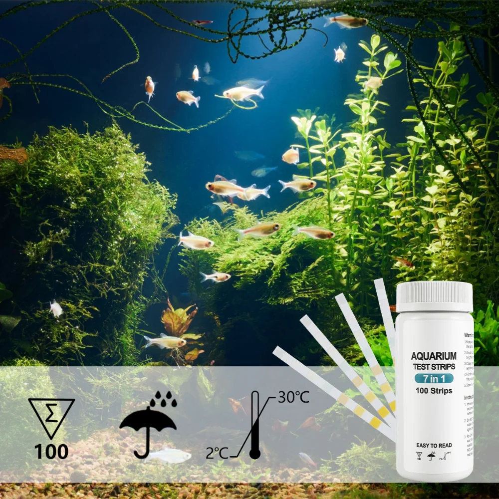 Aquarium Test Strips 100Pcs Water Test PH Strips Multipurpose 5-7 in 1 Fish Tank Kit for Aquarium Pool Accessories aquarium test strips aquarium water quality testing agent