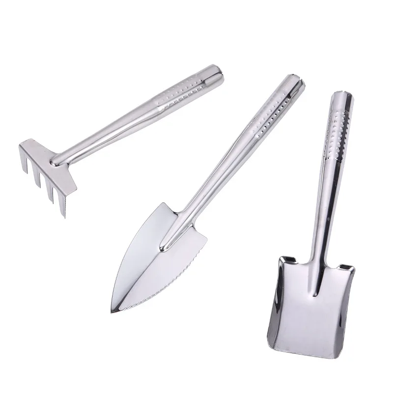 3 Pcs Stainless Steel Mini Garden Tools Set Trowel Transplanter Small Shovel/rake/spade Gardening Landscape Tools