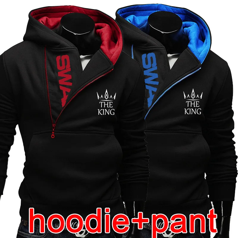 New Men's Zipper Letter Hoodie Sweatshirt Set Men's Hoodie Jacket Jacket Sweatpants Two Piece Set