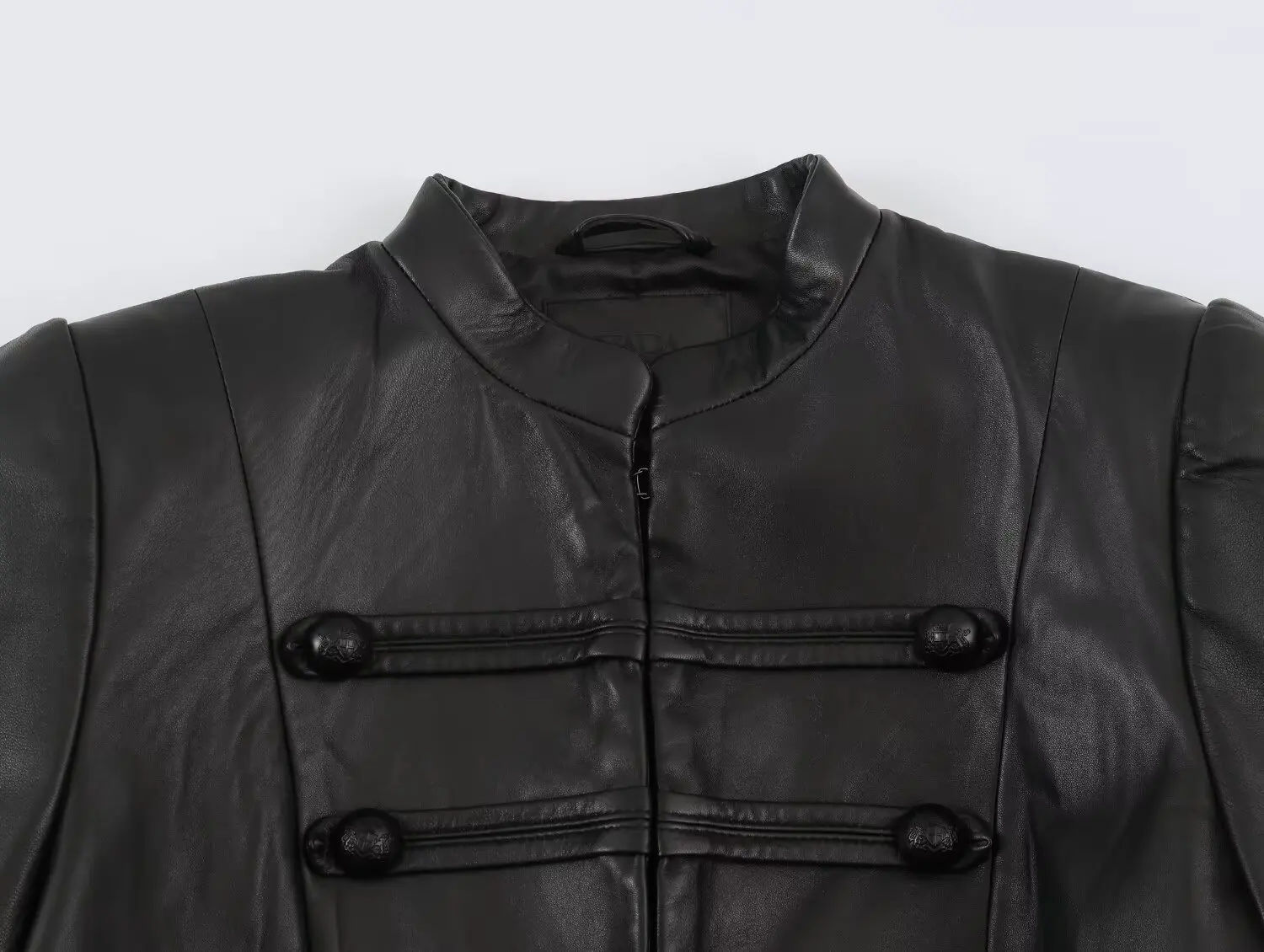 BSAY 2026 Nouvelle Collection Automne – Blouson Court Femme en Similicuir Streetwear, Col Montant, Manches Longues, Boutons Décoratifs, Coupe Ajustée
