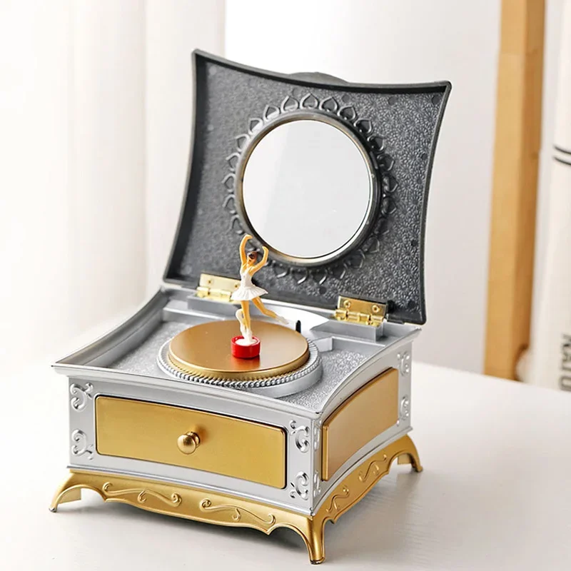 Elegant Classic Rotating Ballerina Music Box with Drawer Hand Crank Music Jewelry Box Perfect Christmas Gift for Girls 5