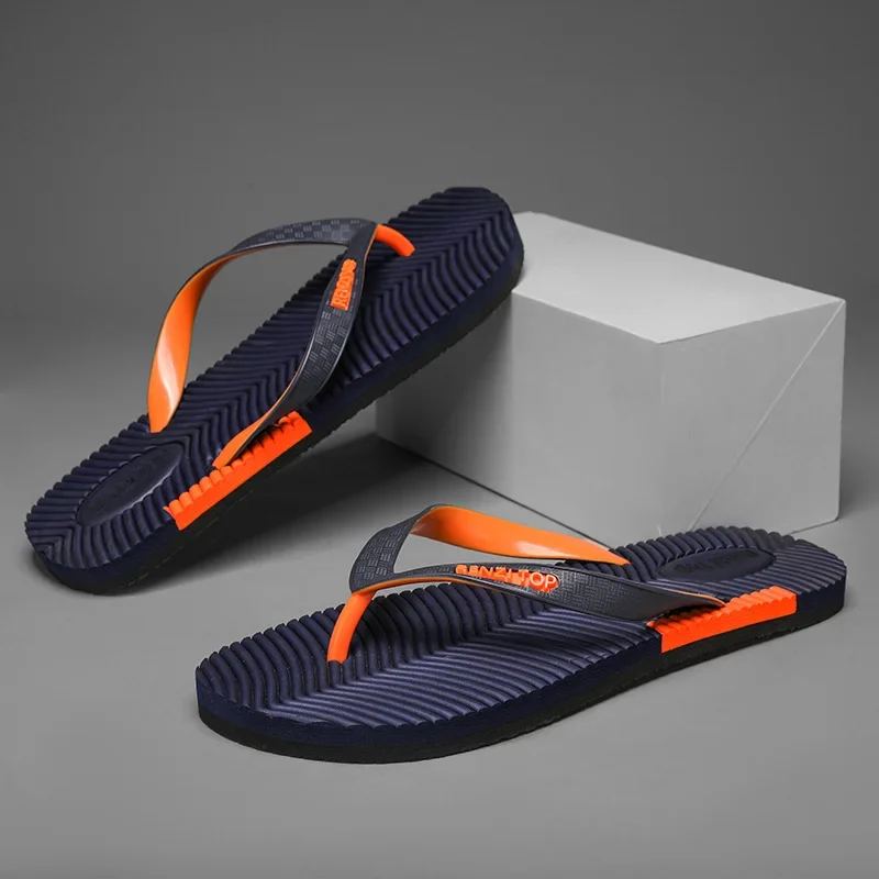 Men Beach Slippers - Home Outdoor House Flip Flops - Soft Footwear (MSC6)(F12)