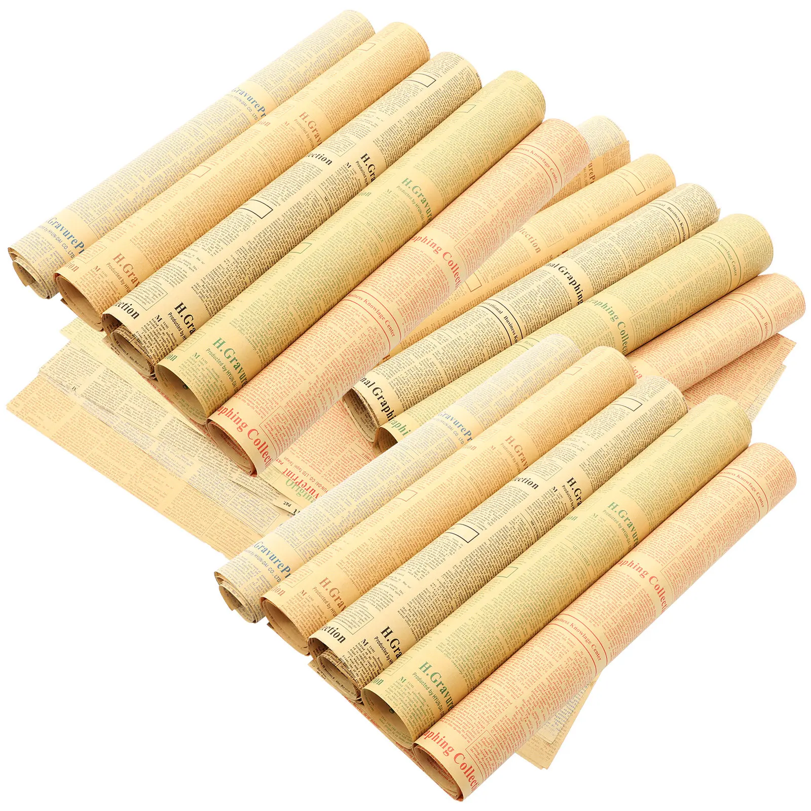 20Pcs 두꺼운 크래프트 신문 포장지 복고풍 스타일 선물 포장 꽃다발 포장 결혼식 생일 선물 포장지에 이상적