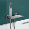 Brushed Gold Waterfall Bathtub Shower Faucet Set Bathroom Bathtub Mixer Taps Hot and Cold Shower Faucet Wall Mounted Bathtub Tap 4