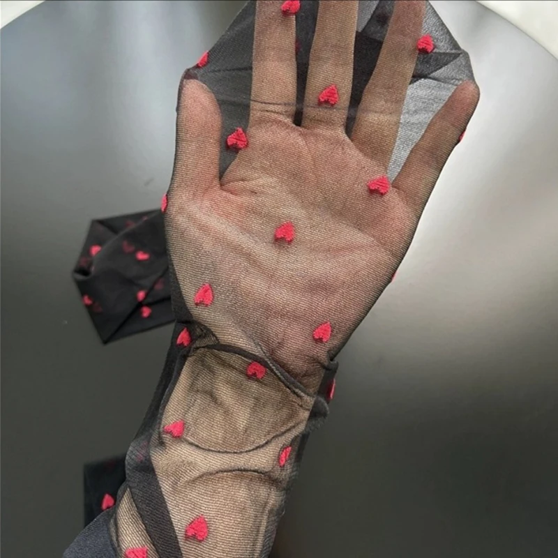 Sexy Black Stockings Women Heart Tights Small Stockings Thin Vintage Faux Tattoo Thigh Sheer Pantyhose Female Elastic Hosiery